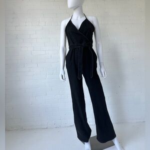 Black Denim Halter Jumpsuit